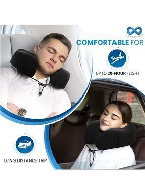 Everlasting Comfort Memory Foam Travel Neck Pillow - Black